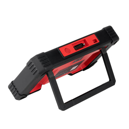 Parte superior de la máquina de diagnosis Launch CRP919E detallando los puertos de conexión para el cable OBD2 y encendido